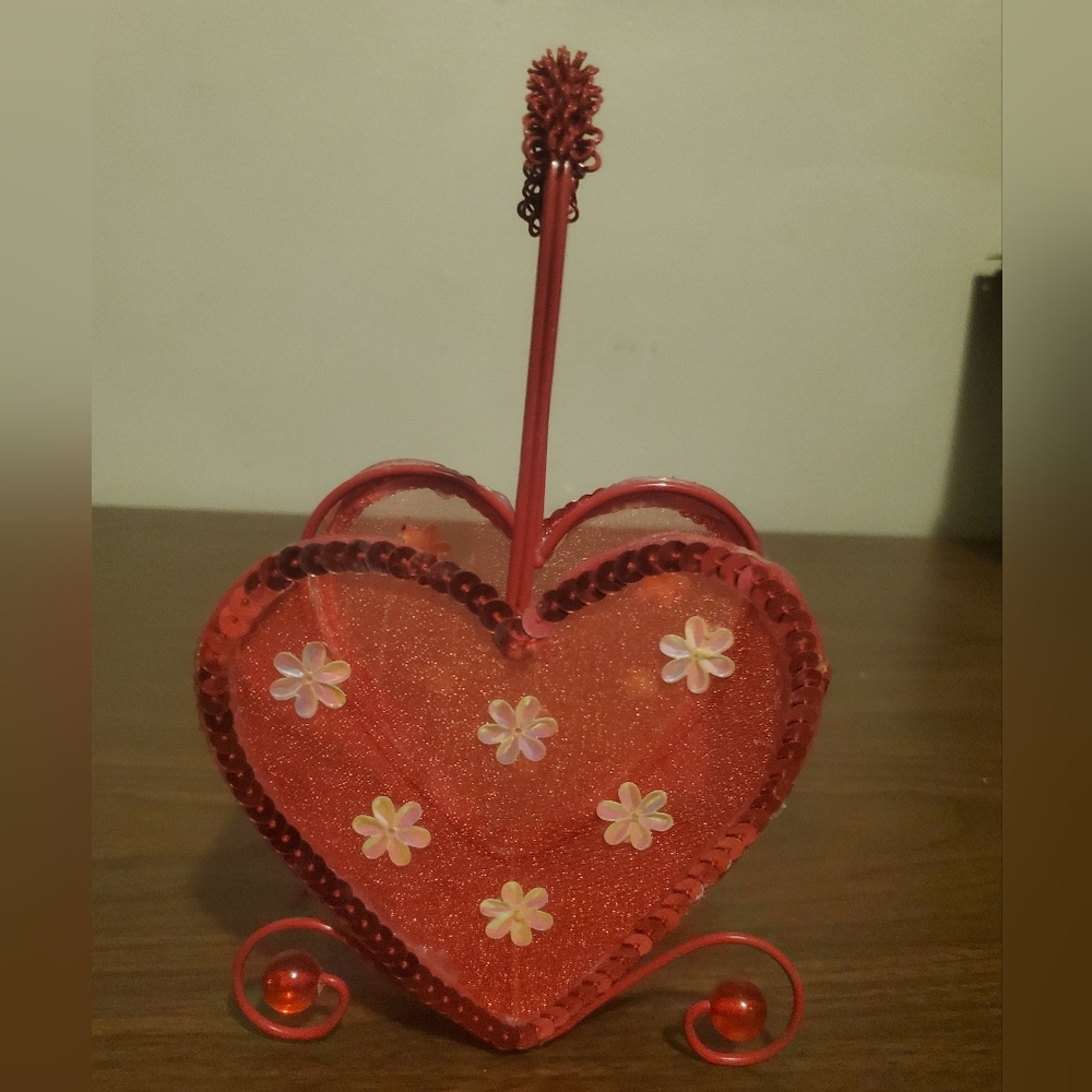 Red Sequin & Glitter Heart Photo/Card Holder